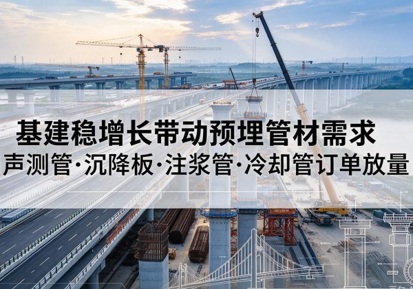 海港基建稳增长带动预埋监测管材需求，声测管、沉降板、注浆管订单持续放量